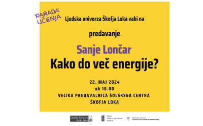 VABIMO: Predavanje Sanje Lončar – Kako do več energije?